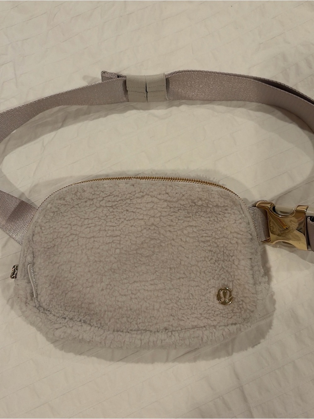 lululemon athletica Shearling Crossbody Belt Bag in Light Taupe